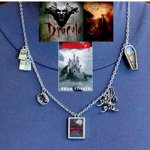 Dracula by Bram Stoker Handmade Gothic Literature Necklace, Book Cover, Vampire